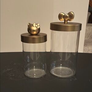 Pottery Barn Gold Hello Kitty Glass Canister Set